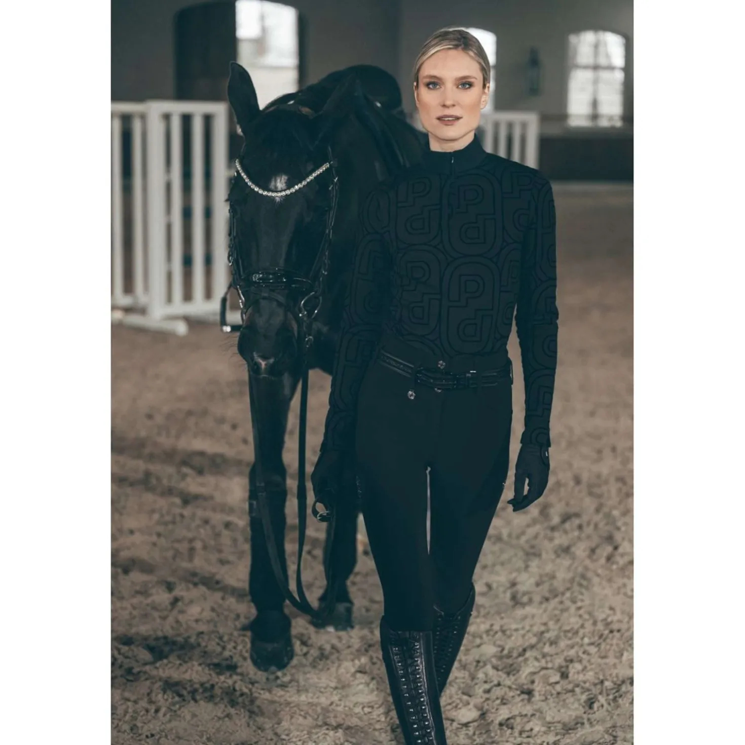 Pikeur Shirt Zip Print Selection AW26 Lange Mouwen Zwart