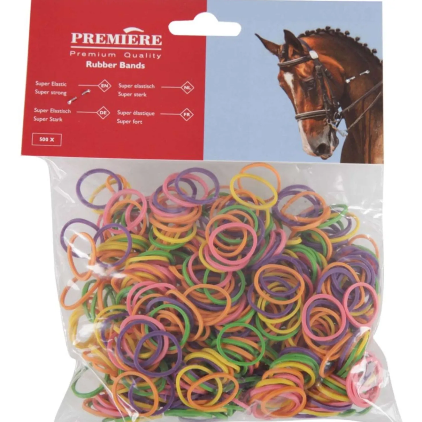 Premiere Manenelastiekjes Zakje 500st Regenboog