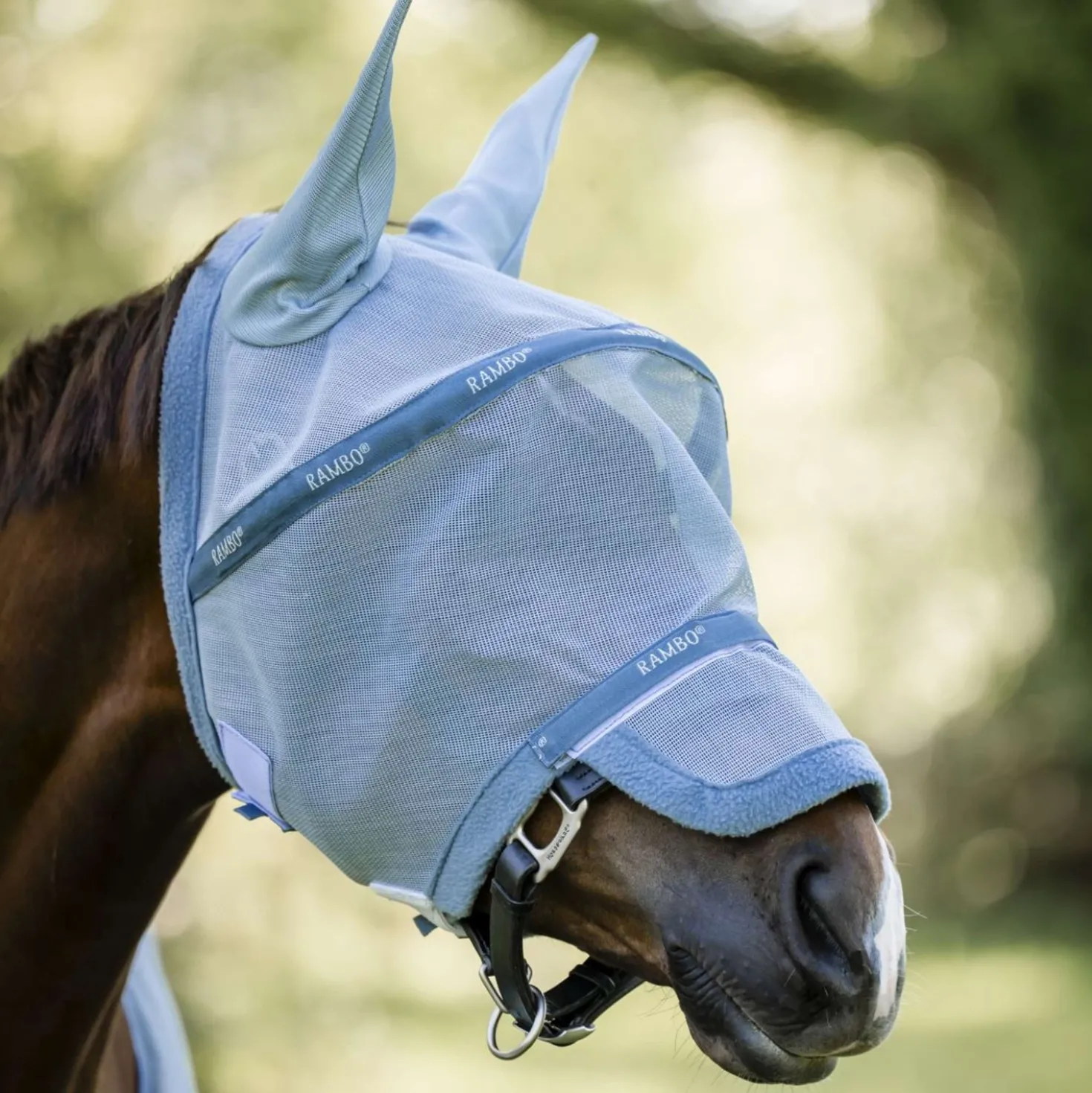 Rambo Fly Mask Heather Blue/Blue/Silver