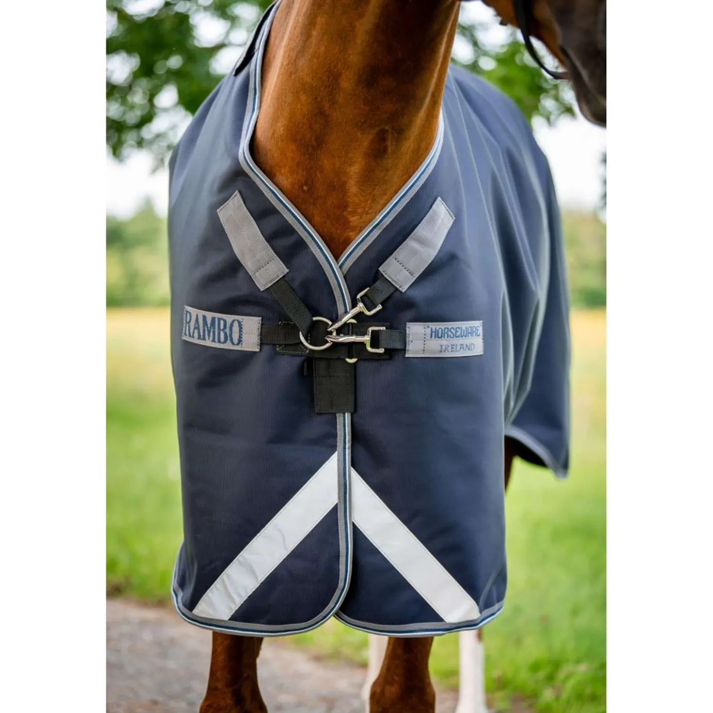 Rambo Turnout Rug 1680D Varilayer 250g Navy/Thunderstorm Grey/Silver
