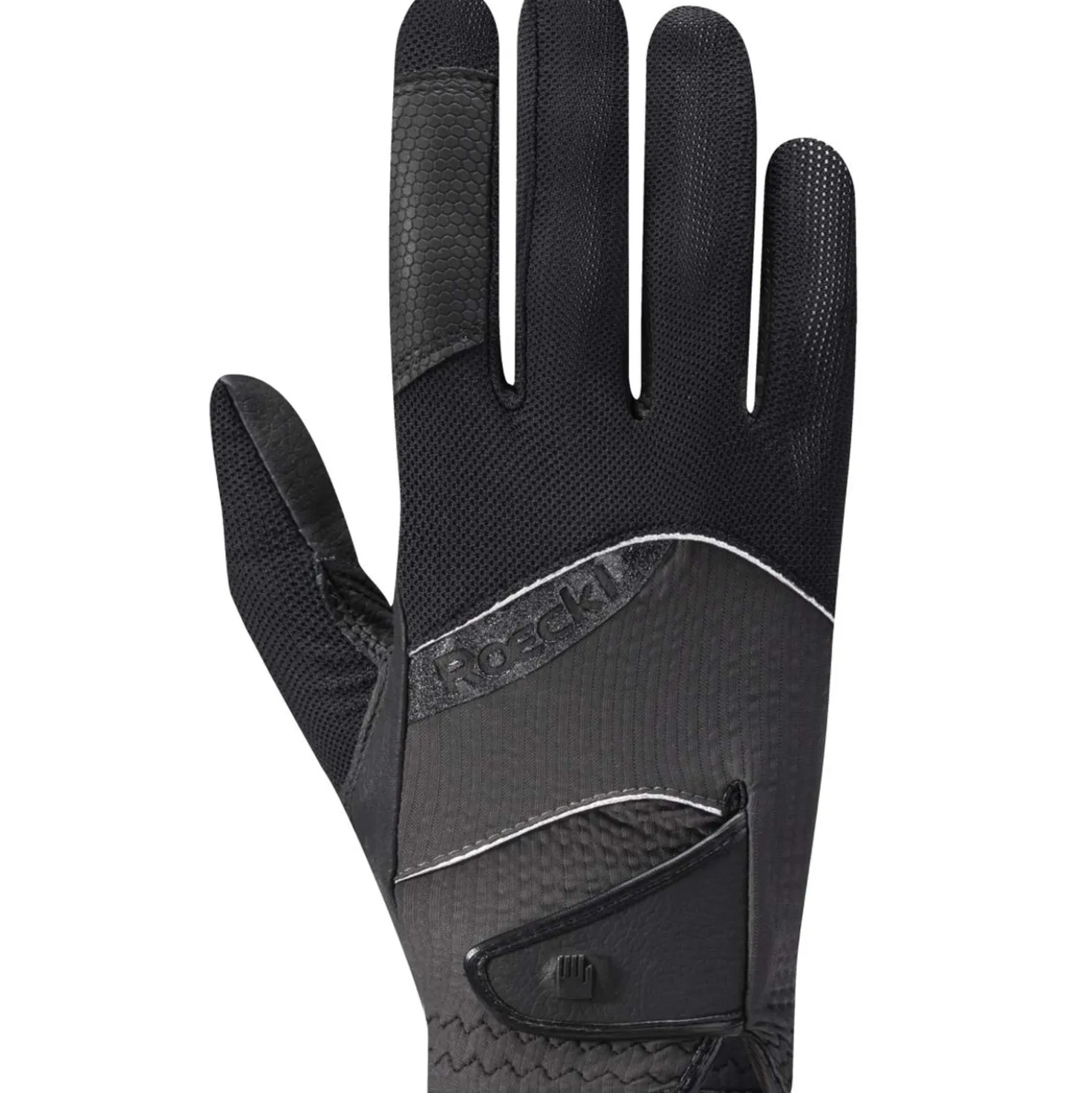 Roeckl Rijhandschoenen Millero Zwart/Vulkanische as