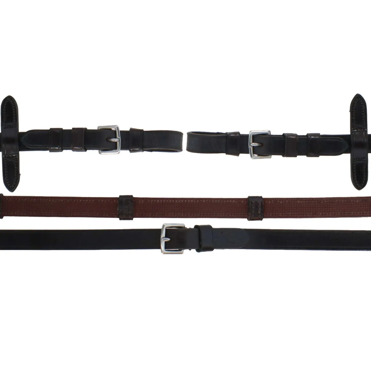 Schockemöhle Teugels Rubber/Leer met Gespen Donkerbruin/Zilver