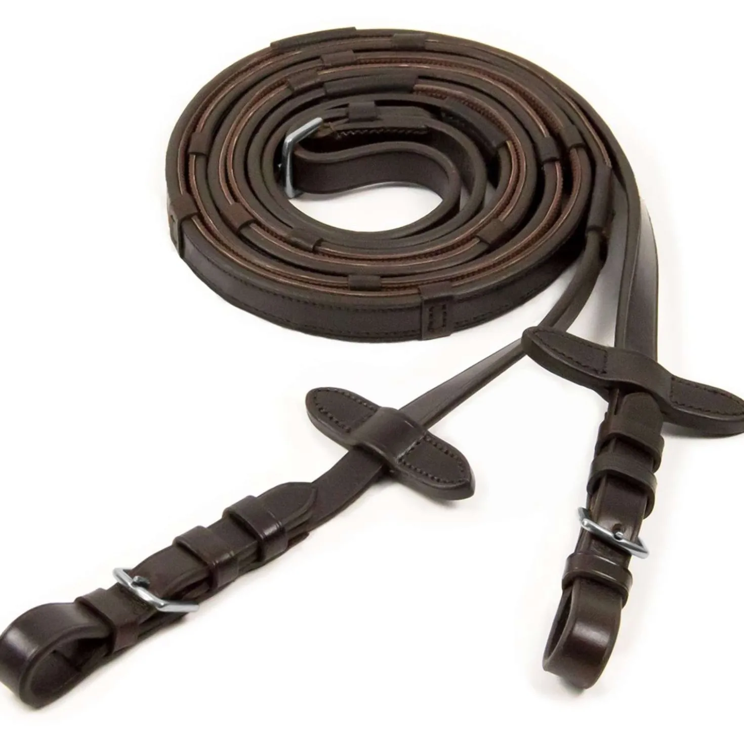 Schockemöhle Teugels Rubber/Leer met Gespen Donkerbruin/Zilver