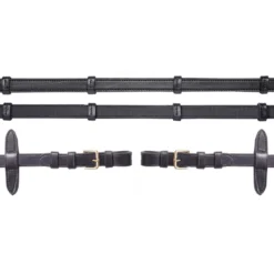 Schockemöhle Teugels Rubber/Leer met Gespen Zwart/Goud
