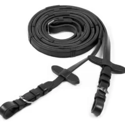 Schockemöhle Teugels Rubber/Leer met Gespen Zwart/Zilver
