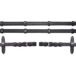 Schockemöhle Teugels Rubber/Leer met Gespen Zwart/Zilver