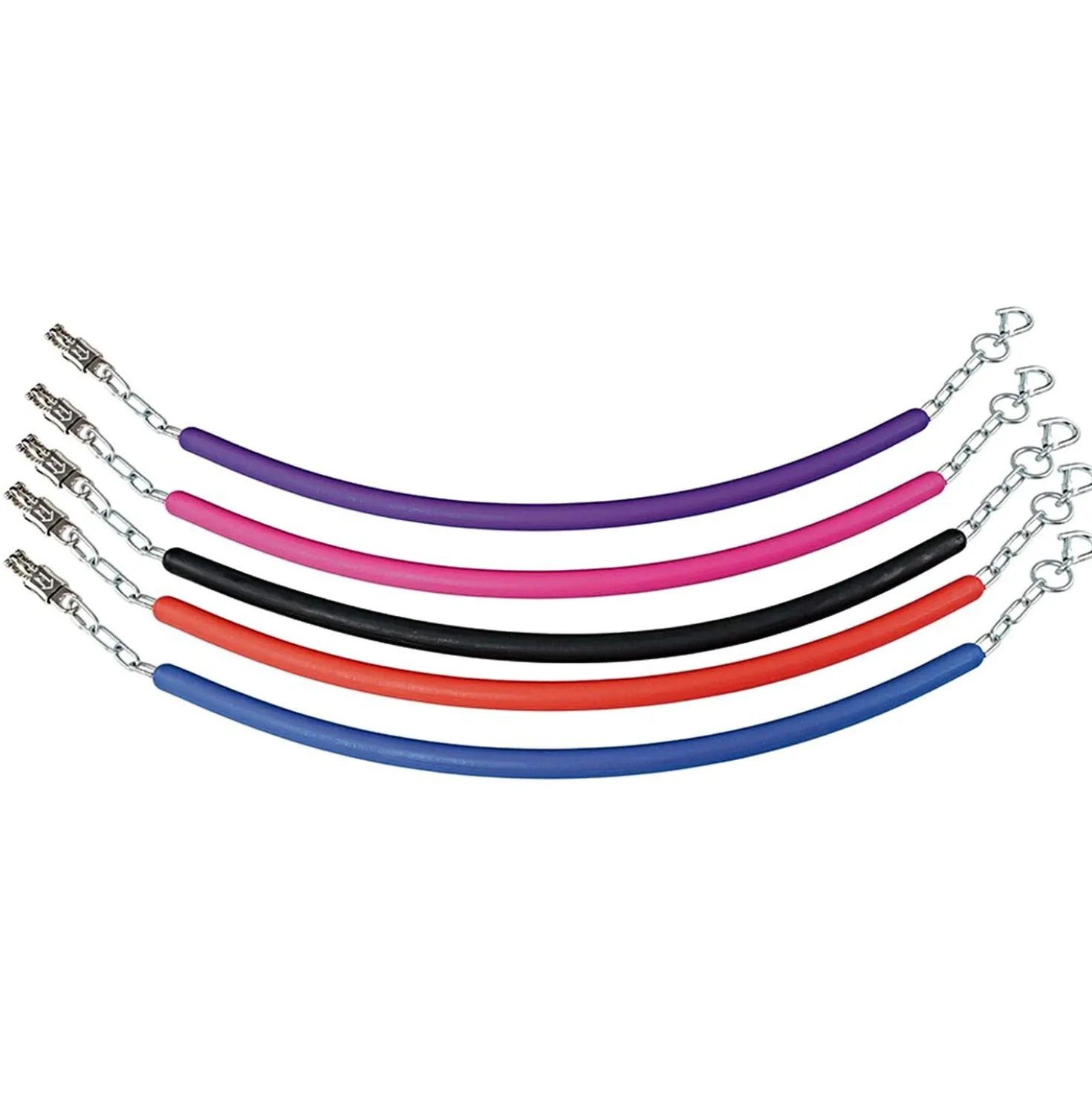 Shires Stalketting rubber met ketting Zwart