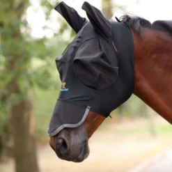 Shires Vliegenmasker Stretch met Neus Jet Zwart