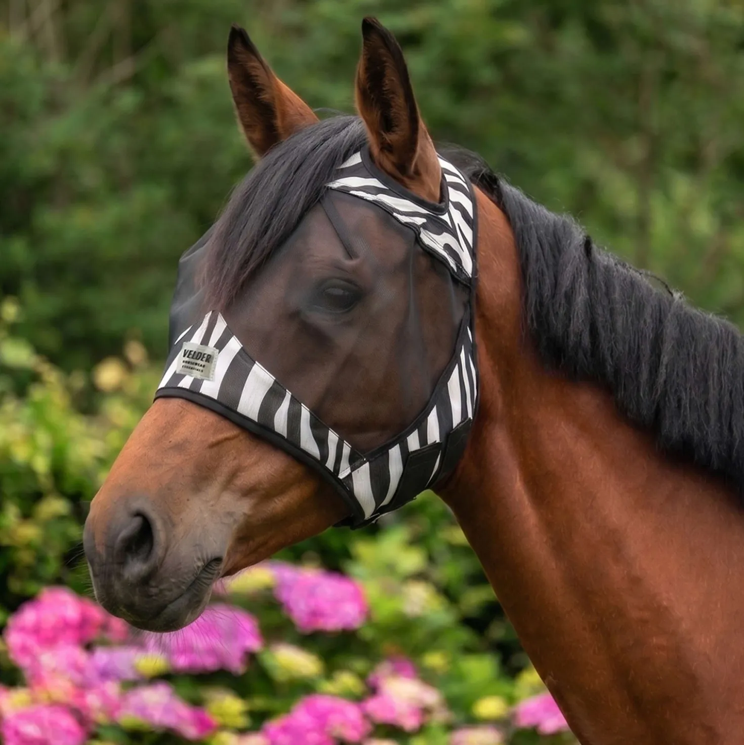 Velder Horsewear Essentials Vliegenmasker Zebra zonder Oren Zwart/Wit
