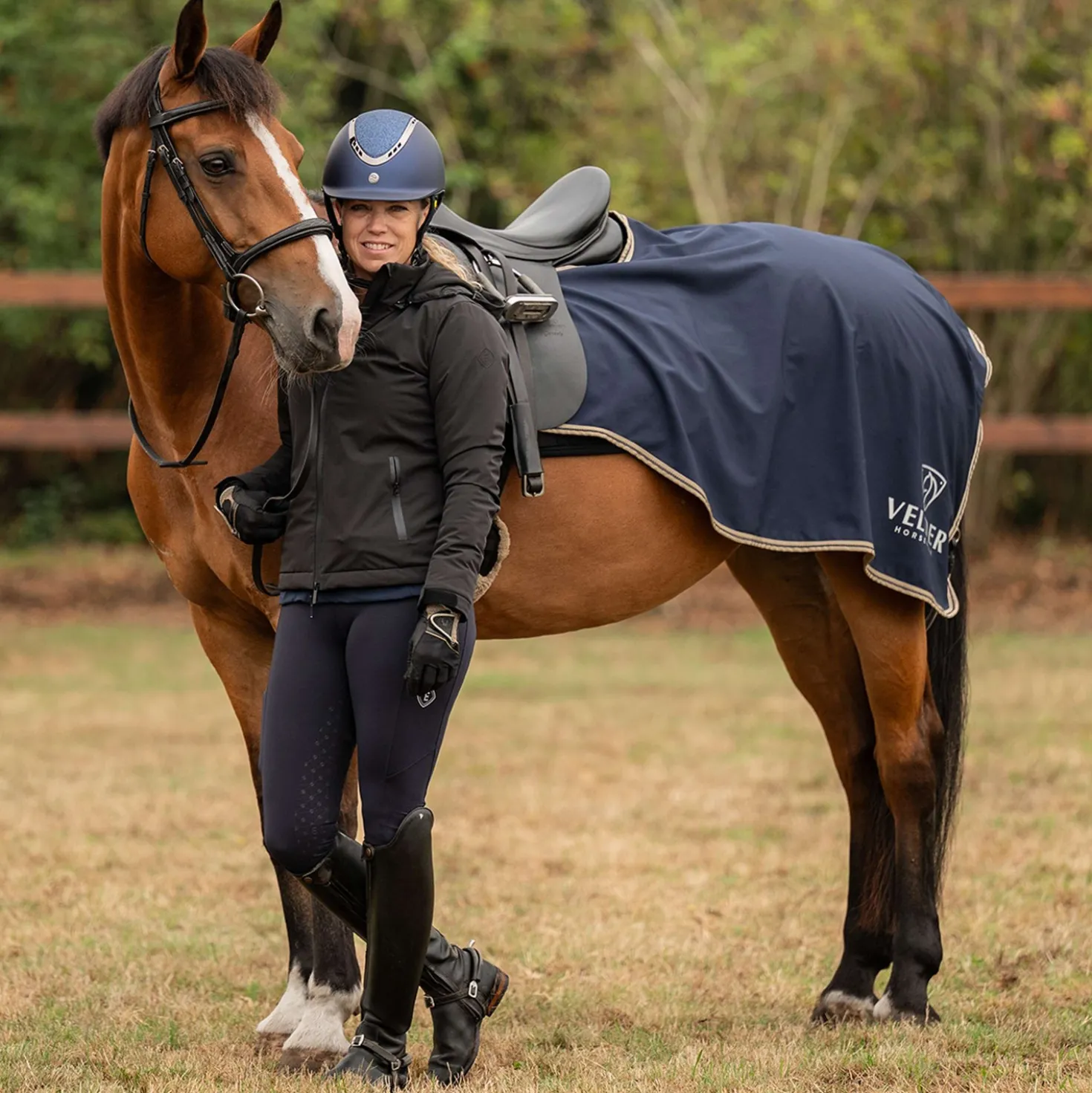 Velder Horsewear Essentials Uitrijdeken Navy/Dune