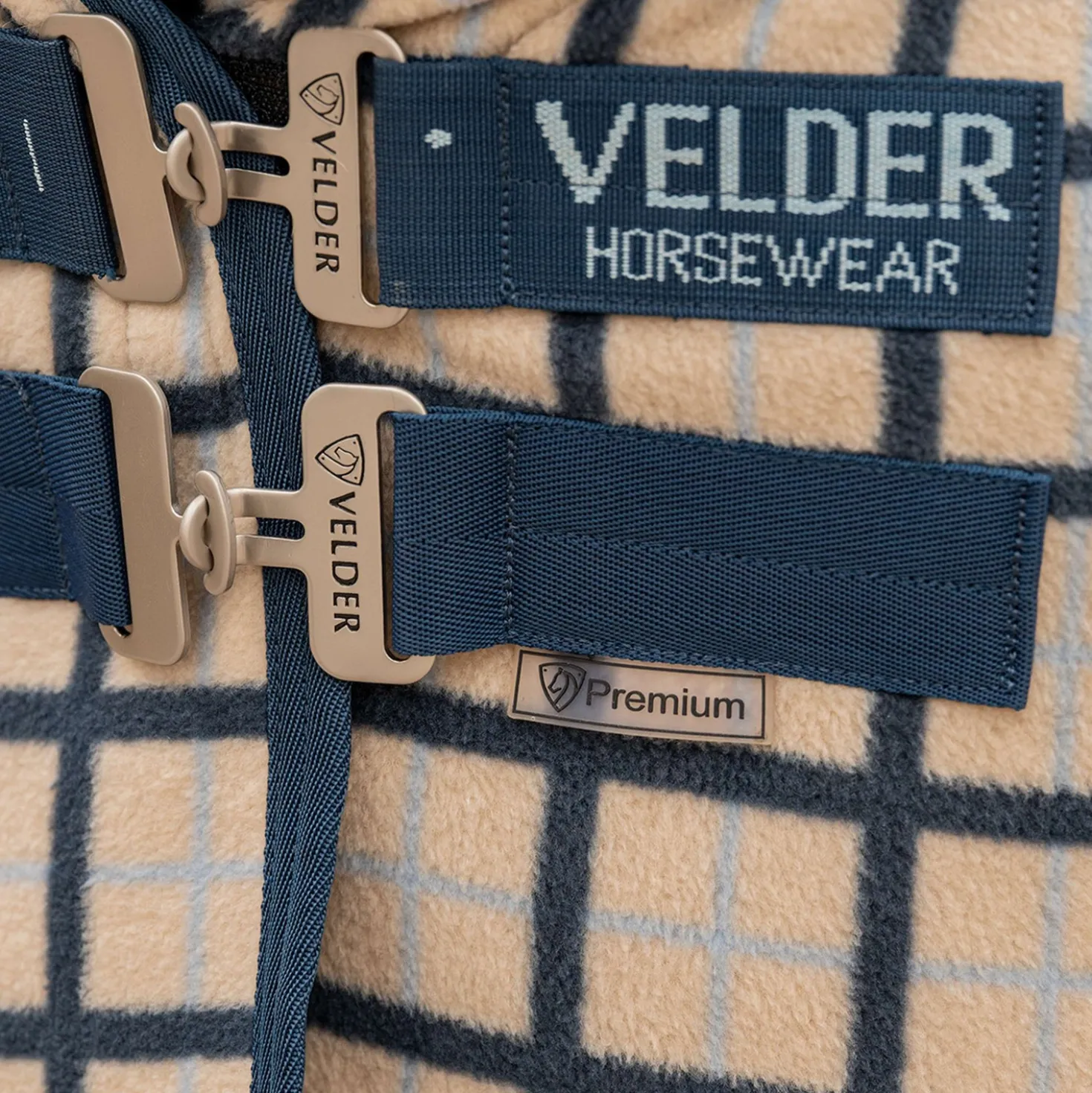Velder Horsewear Premium Fleece Cooler with Collar Navy Check