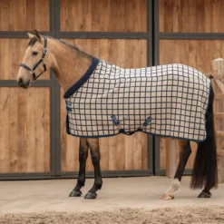 Velder Horsewear Premium Fleece Cooler with Collar Navy Check