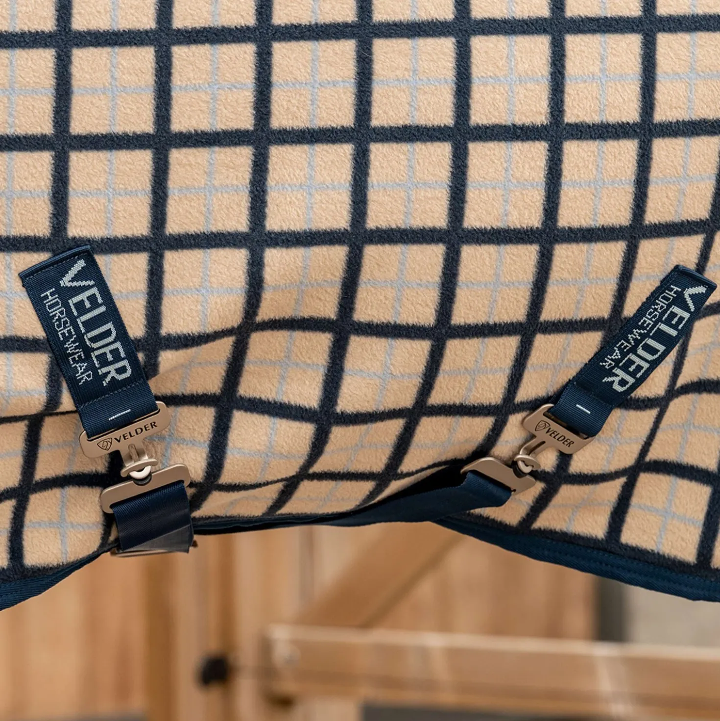 Velder Horsewear Premium Fleece Cooler with Collar Navy Check