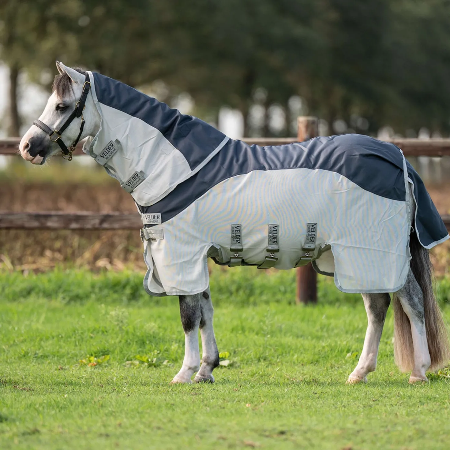Velder Horsewear Premium Pony Vliegendeken Rainless Summer Navy/Field Grey