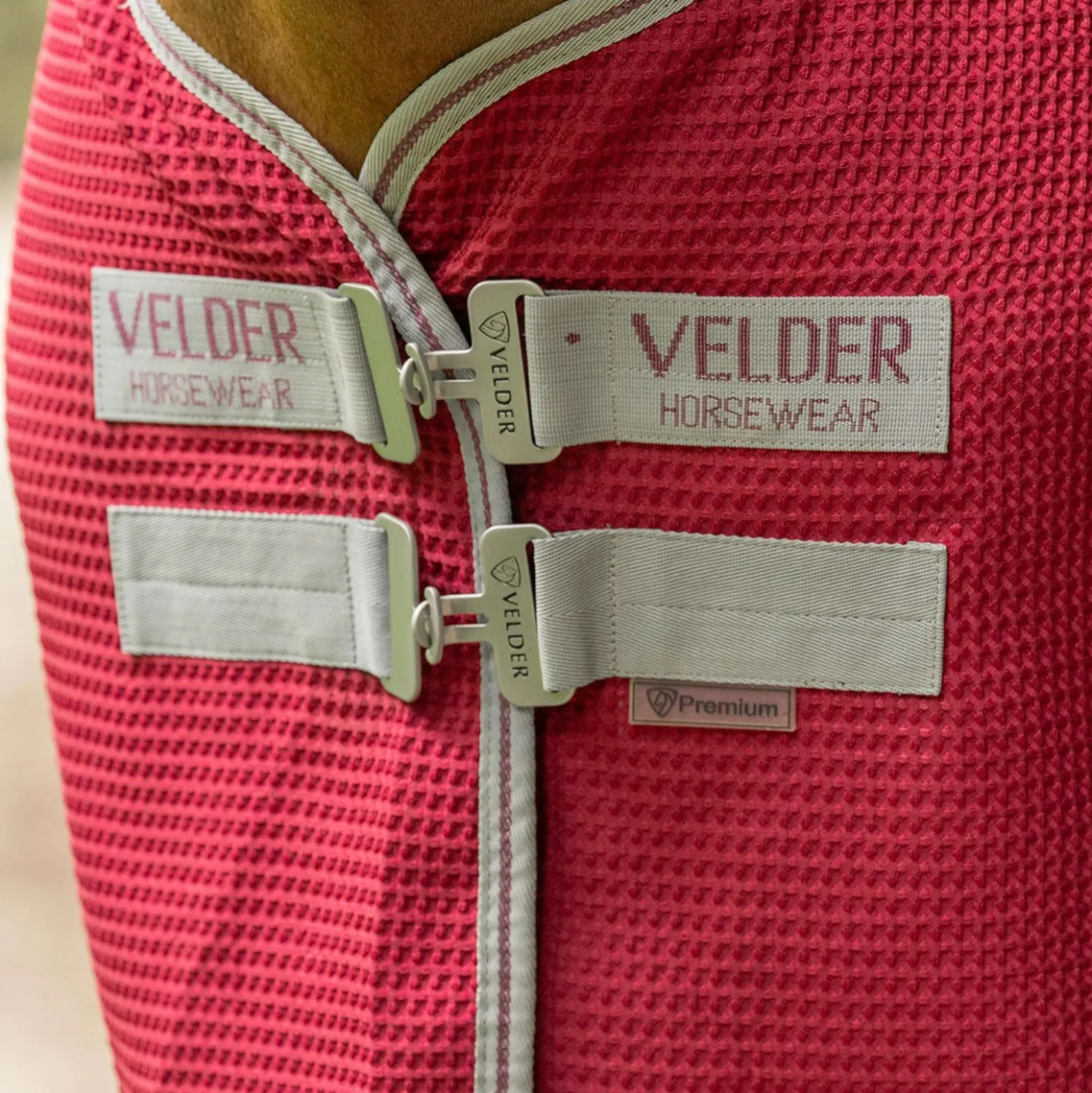 Velder Horsewear Premium Pony Waffle Cooler Rug Mulberry Red