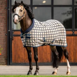 Velder Horsewear Premium Pony Fleece Cooler with Collar Navy Check