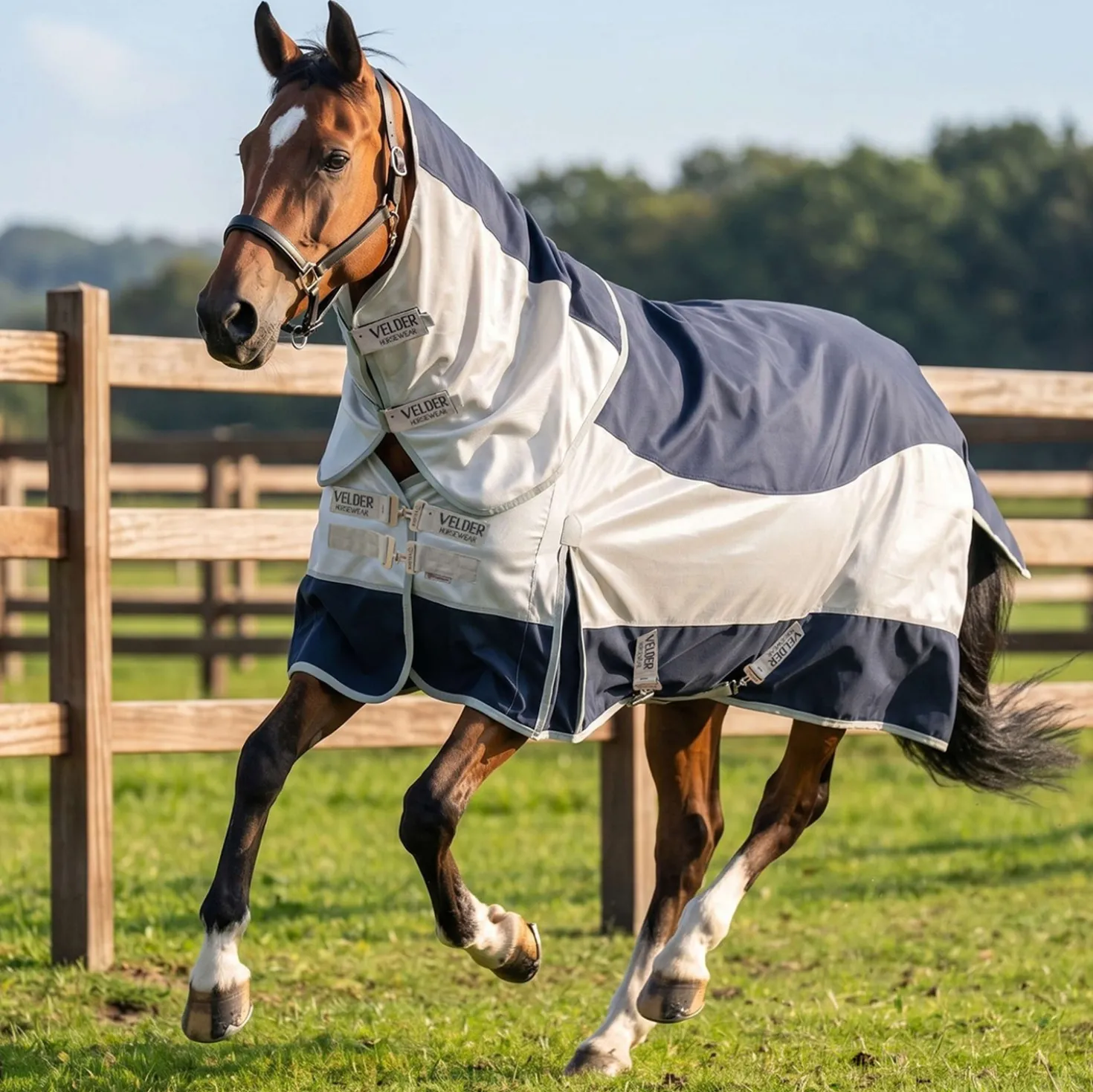 Velder Horsewear Premium Vliegendeken Rainless Fall Navy/Pearl Silver