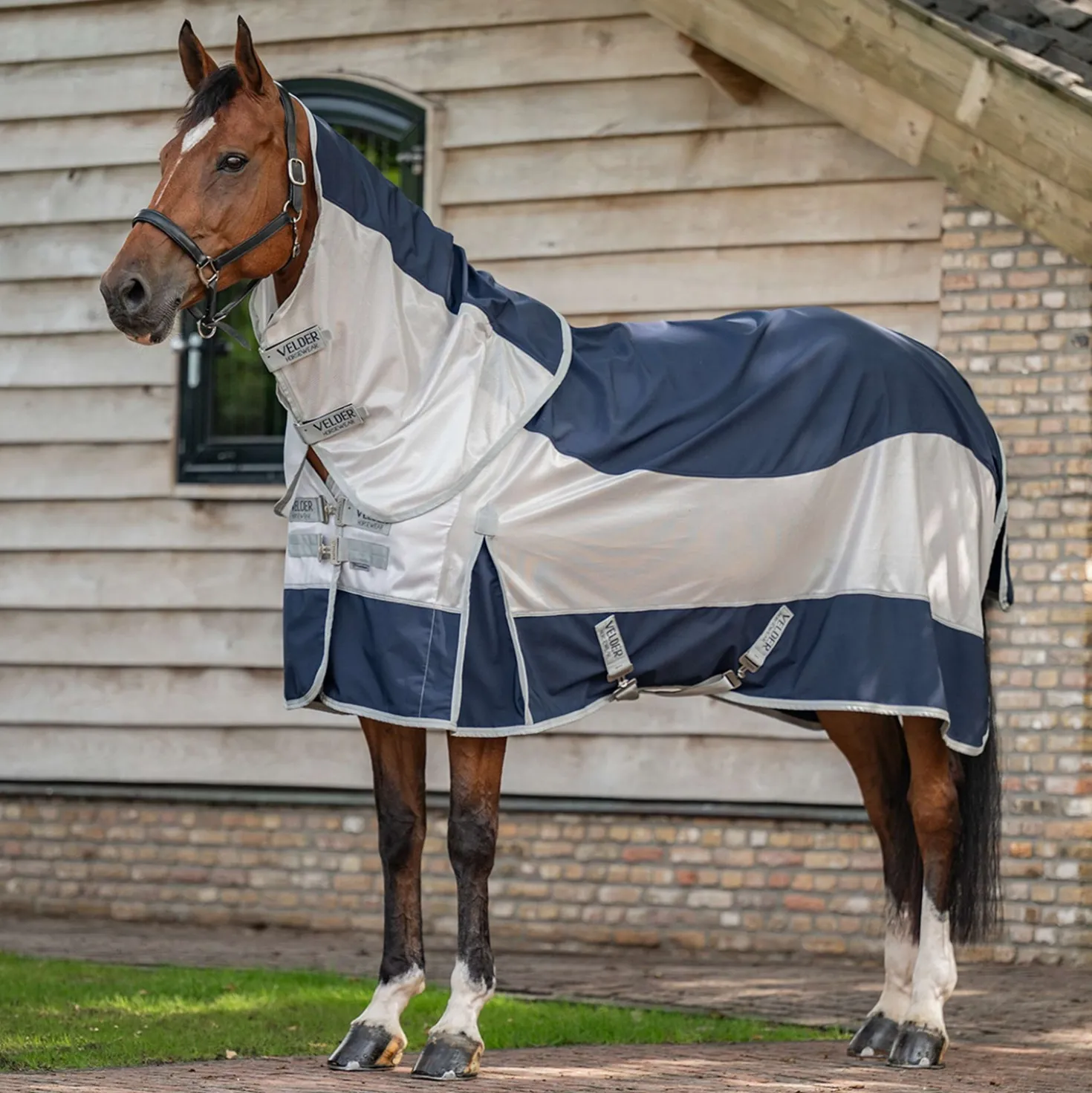 Velder Horsewear Premium Vliegendeken Rainless Fall Navy/Pearl Silver
