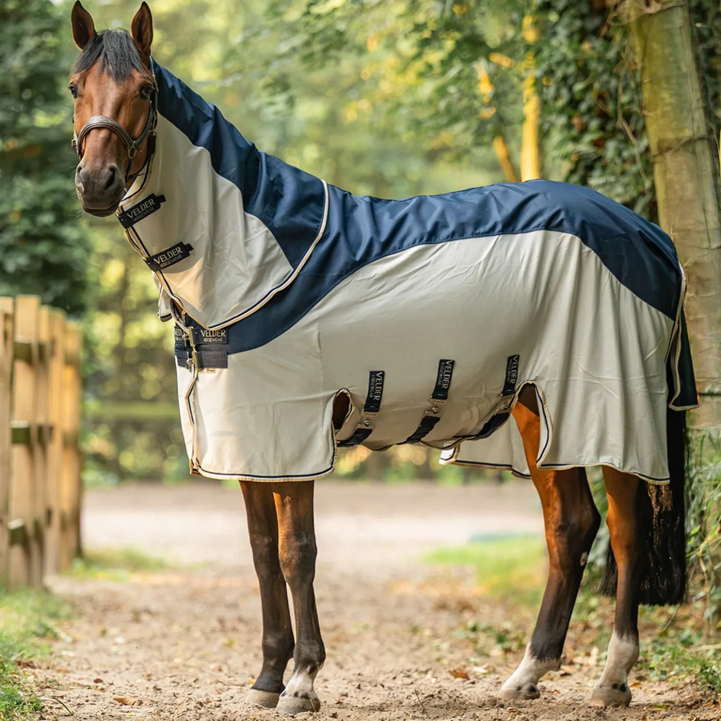 Velder Horsewear Premium Vliegendeken Waterproof-Top Navy/Pearl Silver