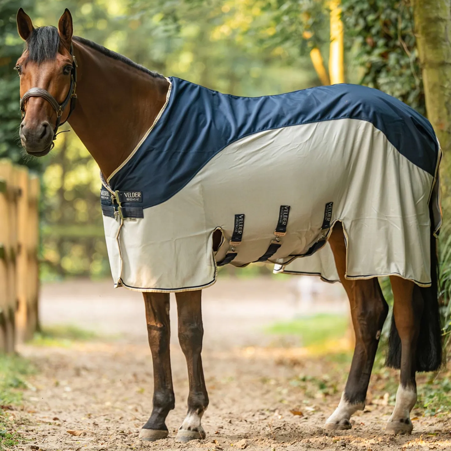 Velder Horsewear Premium Vliegendeken Waterproof-Top Navy/Pearl Silver