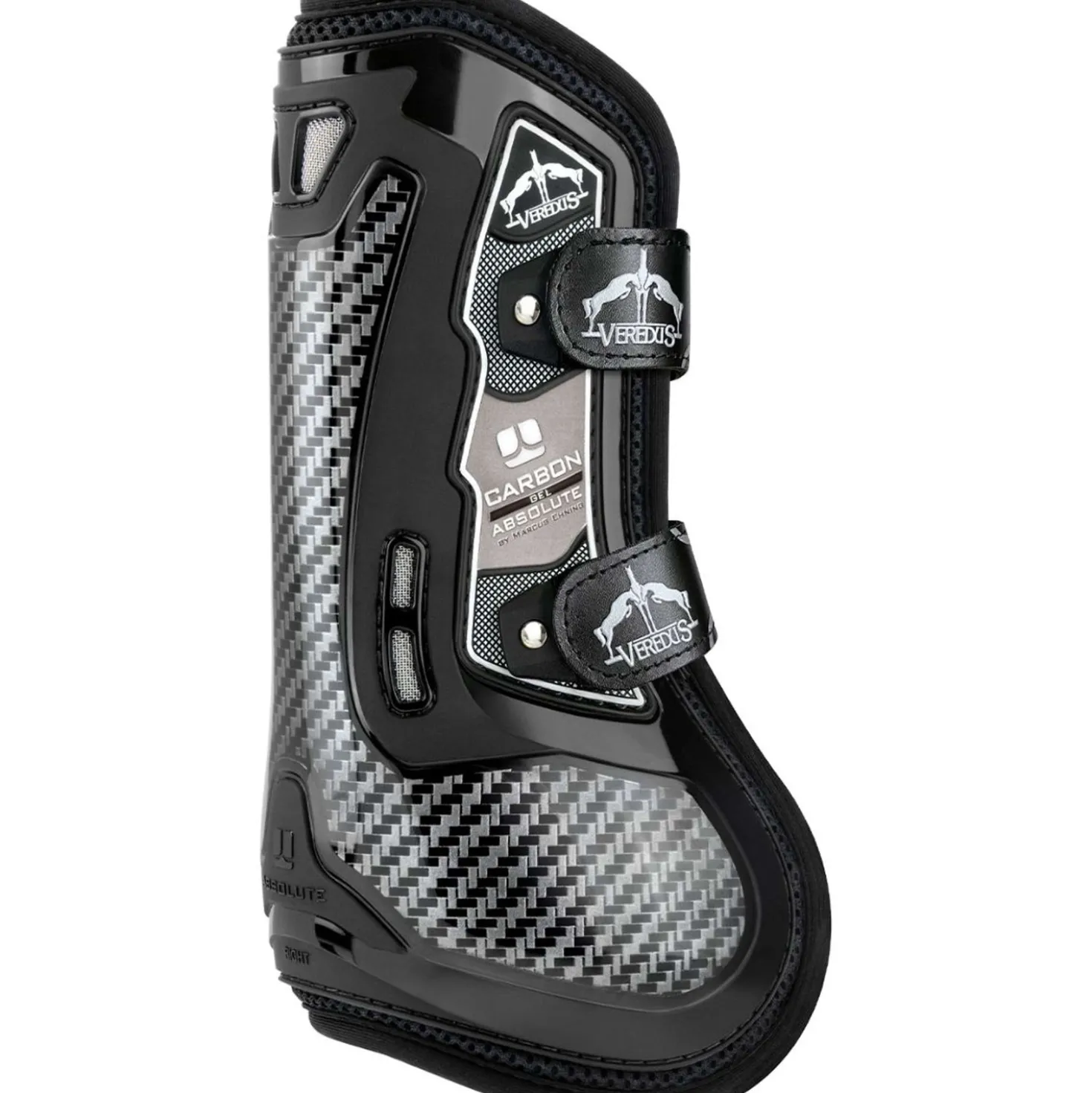 Veredus Peesbeschermers Carbon Gel Absolute Velcro Straps Front Zwart