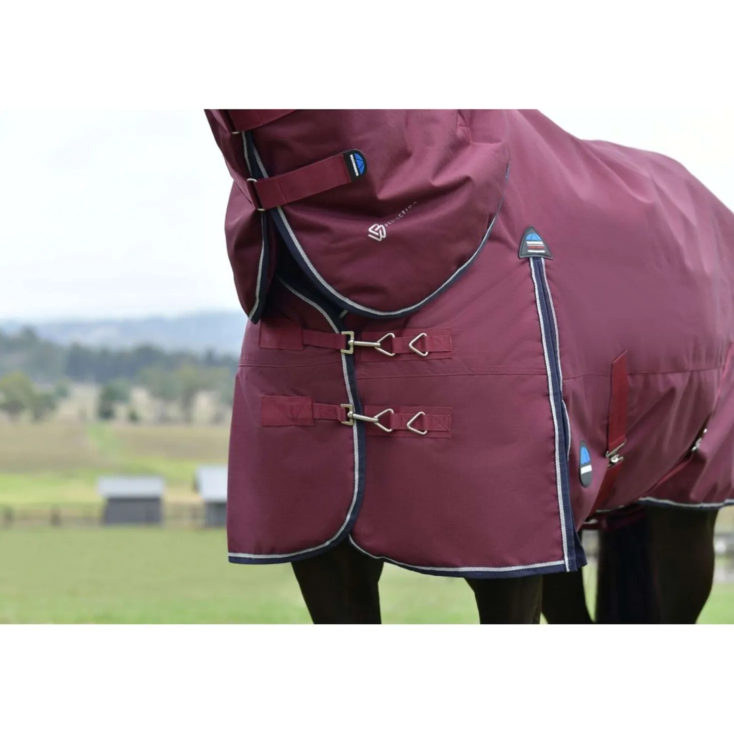 WeatherBeeta ComFiTec Essential Turnout Detach-A-Neck 220g Burgundy/Navy