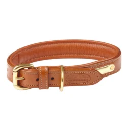 WeatherBeeta Dog Collar Padded Leather Tan