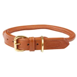 WeatherBeeta Dog Collar Rolled Leather Tan