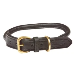 WeatherBeeta Dog Collar Rolled Leather Black