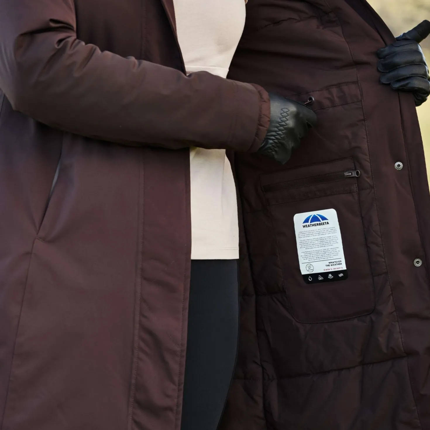 WeatherBeeta Lange Jas Protect Waterproof Insulated Longline Espresso