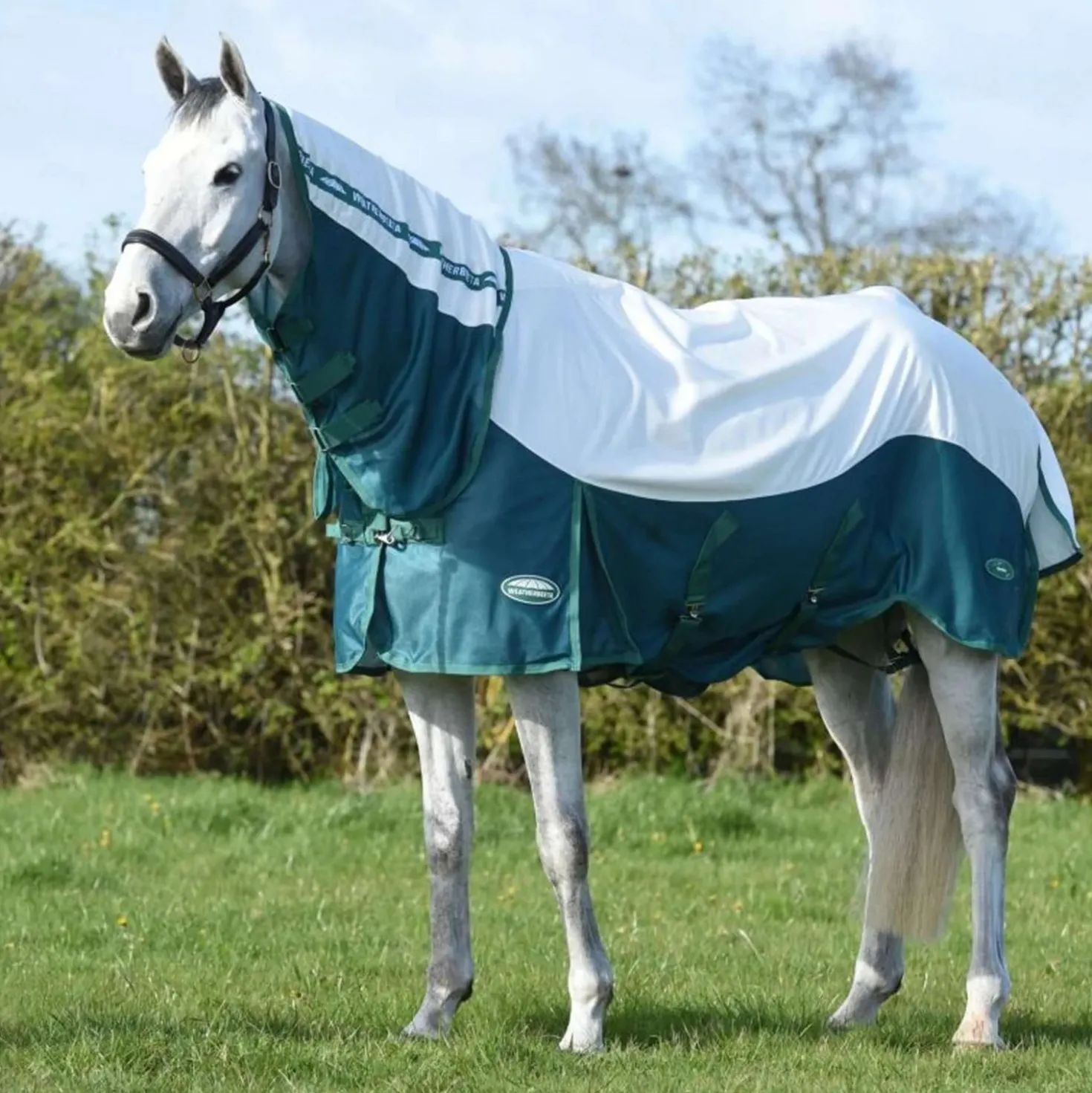 WeatherBeeta Vliegendeken ComFiTec Green-Tec Airflow Mesh Combo Neck White/Dragonfly Blue