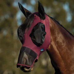 WeatherBeeta Vliegenmasker ComFiTec Luxe Stretch met Oren en Neus Burgundy/Zwart