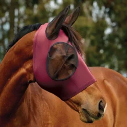 WeatherBeeta Vliegenmasker ComFiTec Deluxe Stretch met Oren Burgundy/Zwart