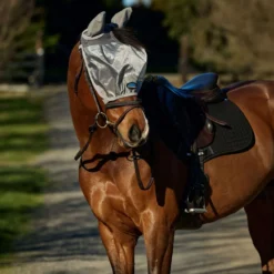 WeatherBeeta Vliegenmasker ComFiTec Hexi Ride On Fly met Oren Zilver