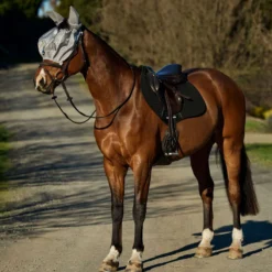 WeatherBeeta Vliegenmasker ComFiTec Hexi Ride On Fly met Oren Zilver